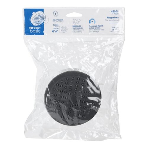 45068 - Regadera redonda de ABS 4-1/4" sin brazo, Foset Basic