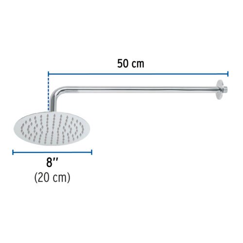 45075 - Regadera plato redondo 8" con brazo, cromo, FOSET RIVIERA