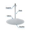 45079 - Regadera plato redondo 12" con brazo, cromo, FOSET RIVIERA