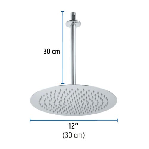45079 - Regadera plato redondo 12" con brazo, cromo, FOSET RIVIERA