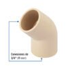 45087 - Codo 45° de CPVC de 3/4", Foset