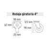 45089 - Rodaja de repuesto 4" para DIA-385P, placa giratoria, FIERO