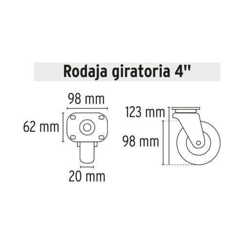 45089 - Rodaja de repuesto 4" para DIA-385P, placa giratoria, FIERO