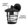 45093 - Arbotante tipo farol moderno suspendido p/exteriores, negro