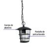 45094 - Arbotante tipo farol moderno colgante para exteriores, negro
