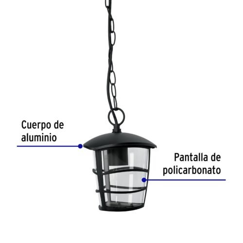 45094 - Arbotante tipo farol moderno colgante para exteriores, negro