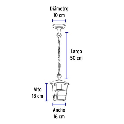 45094 - Arbotante tipo farol moderno colgante para exteriores, negro