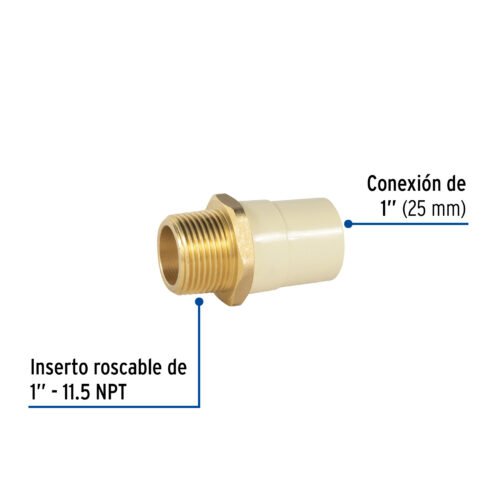 45106 - Adaptador macho de CPVC 1" con inserto de latón, FOSET