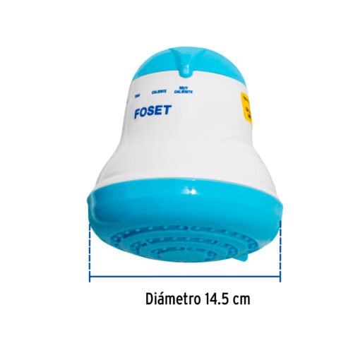 45155 - Regadera eléctrica, 4 temperaturas, 14.5cm, azul, Foset