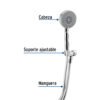 45165 - Regadera cromo de teléfono 4" con soporte, Foset Element