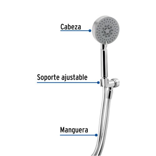 45165 - Regadera cromo de teléfono 4" con soporte, Foset Element