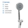 45165 - Regadera cromo de teléfono 4" con soporte, Foset Element