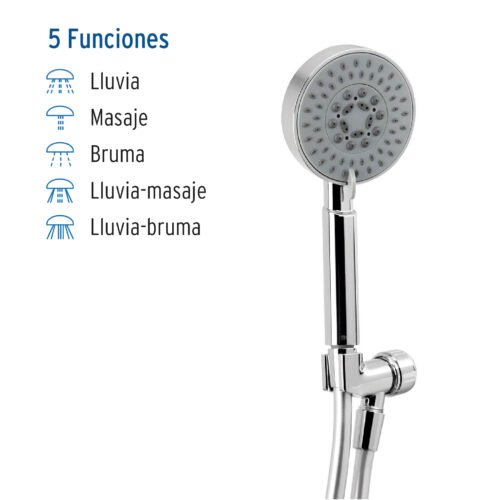 45165 - Regadera cromo de teléfono 4" con soporte, Foset Element