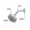 451671 45167 - Regadera cromo 4"con 5 funciones, con brazo, Foset Element