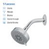 451673 45167 - Regadera cromo 4"con 5 funciones, con brazo, Foset Element