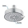 45169 - Regadera cromo 4"con 5 funciones, sin brazo, Foset Element