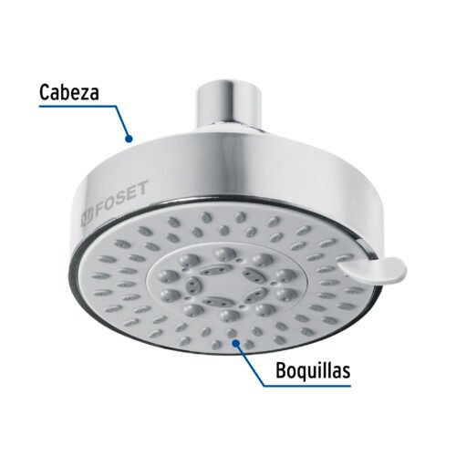 45169 - Regadera cromo 4"con 5 funciones, sin brazo, Foset Element