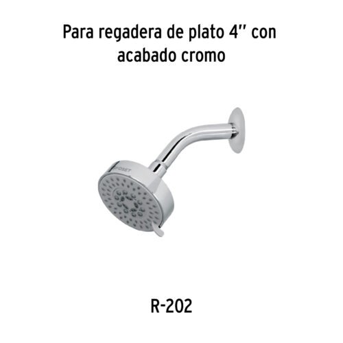 45169 - Regadera cromo 4"con 5 funciones, sin brazo, Foset Element