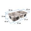 45176 - Tarja de submontar 82 x 47 x 23 cm doble tina, FOSET RIVIERA