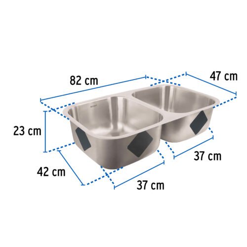 45176 - Tarja de submontar 82 x 47 x 23 cm doble tina, FOSET RIVIERA
