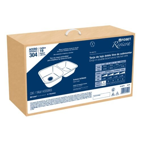 45176 - Tarja de submontar 82 x 47 x 23 cm doble tina, FOSET RIVIERA