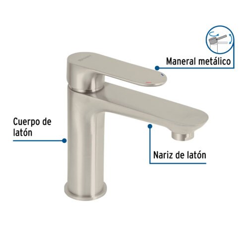 45179 - Monomando corto para lavabo, satín, FOSET RIVIERA