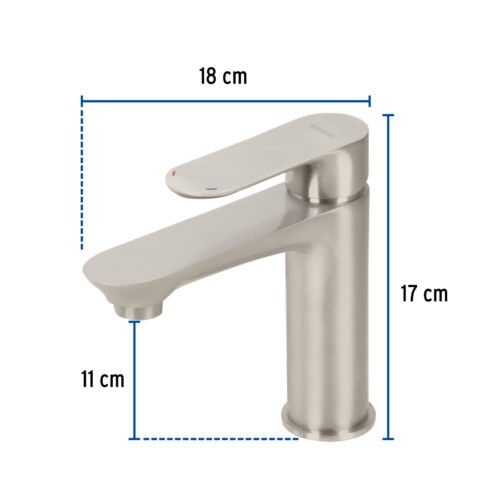 45179 - Monomando corto para lavabo, satín, FOSET RIVIERA