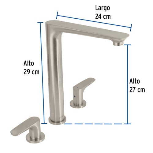 451812 45181 - Mezcladora cuello alto para fregadero, satín, FOSET RIVIERA