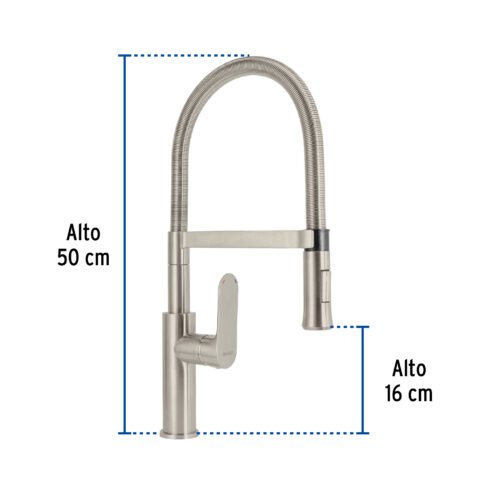 45184 - Monomando nariz flexible para fregadero, satín,FOSET RIVIERA