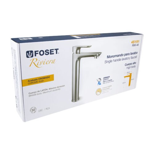 451914 45191 - Monomando alto para lavabo, cromo, FOSET RIVIERA