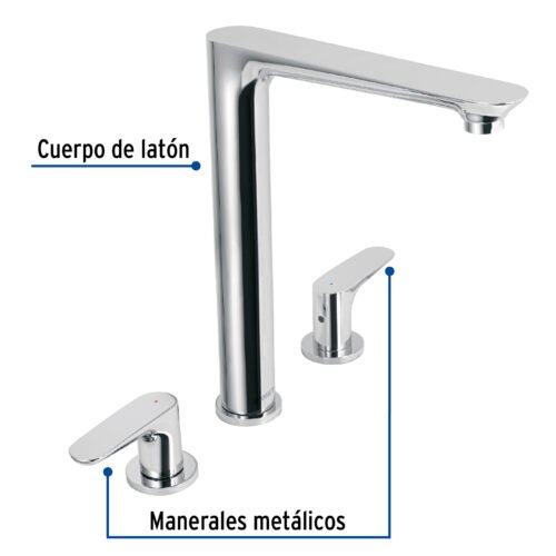 451921 45192 - Mezcladora cuello alto para fregadero, cromo, FOSET RIVIERA
