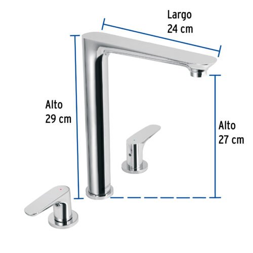 451922 45192 - Mezcladora cuello alto para fregadero, cromo, FOSET RIVIERA