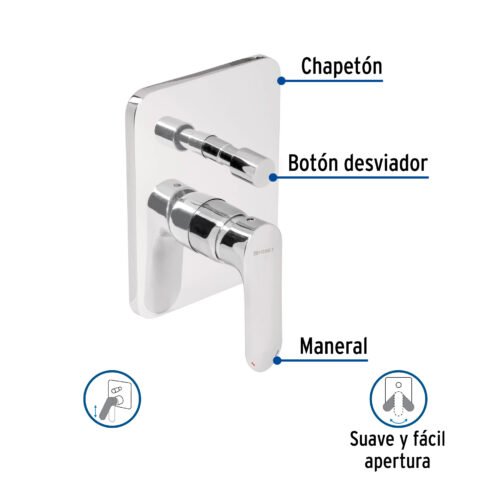 45196 - Monomando para regadera con desviador, cromo, RIVIERA