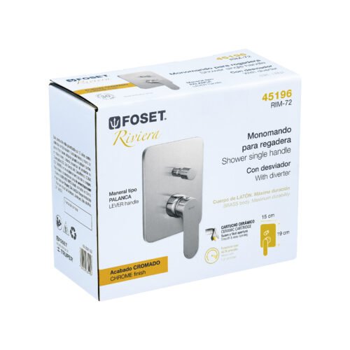 45196 - Monomando para regadera con desviador, cromo, RIVIERA