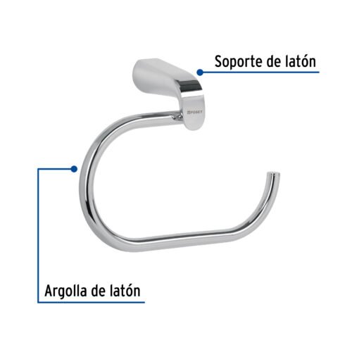 452071 45207 - Toallero argolla de latón en acabado cromo, Foset Riviera