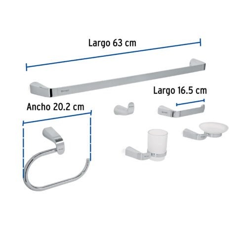 452112 45211 - Juego de 6 accesorios para baño acabado cromo, Riviera