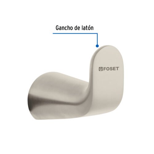 452191 45219 - Gancho sencillo de latón acabado satín para toalla, Riviera