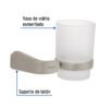 452201 45220 - Portavaso cepillero satín con vaso de vidrio, Foset Riviera