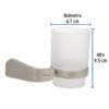452202 45220 - Portavaso cepillero satín con vaso de vidrio, Foset Riviera