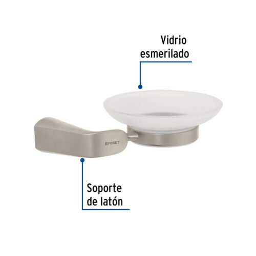45221 - Jabonera de latón acabado satín con plato de vidrio, Riviera