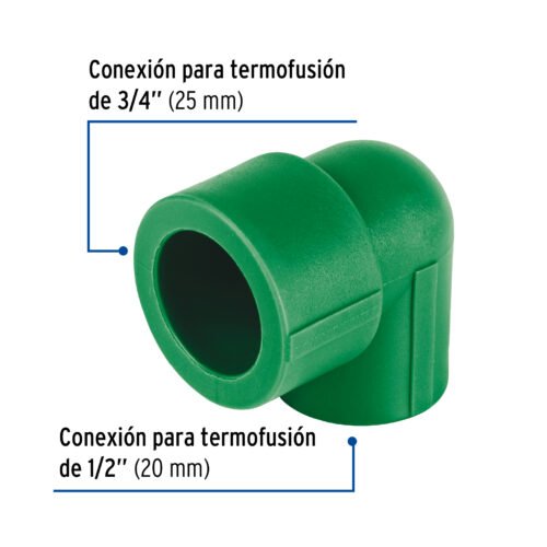 45263 - Codo 90° PPR reducido,  3/4" x 1/2", Foset