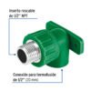 45265 - Codo oreja 90° PPR,  1/2", macho con inserto metálico, Foset