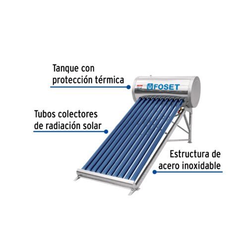 45270 - Calentador solar de agua 10 tubos, 130L, 3 personas, Foset