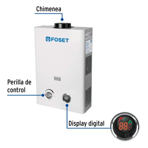 452711 45271 - Calentador instantáneo, 6L, 1 servicio, gas LP, Foset