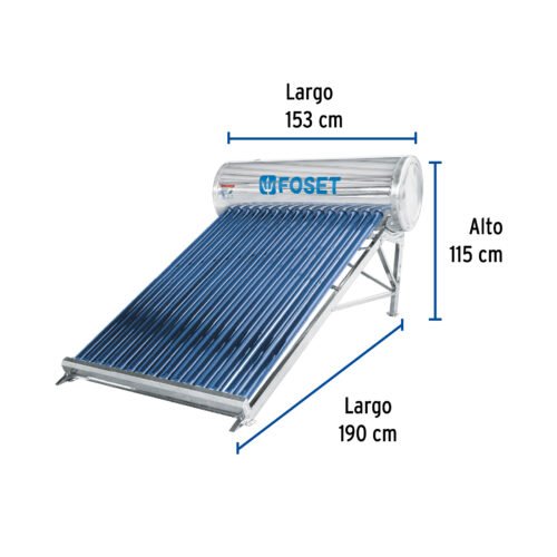 45272 - Calentador solar de agua, 15 tubos, 195L, 5 personas, Foset