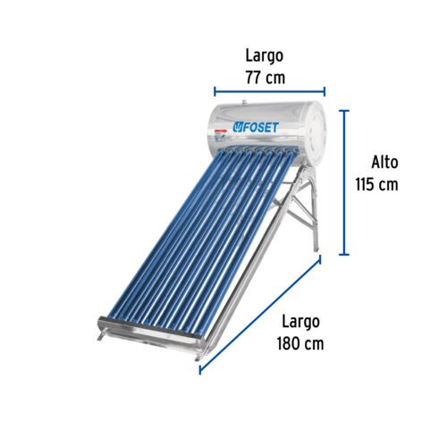 452742 45274 - Calentador solar de agua, 8 tubos, 94L, 2 personas, Foset