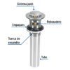 45283 - Contra p/lavabo con rebosadero, sistema push, satín, 1-1/4"