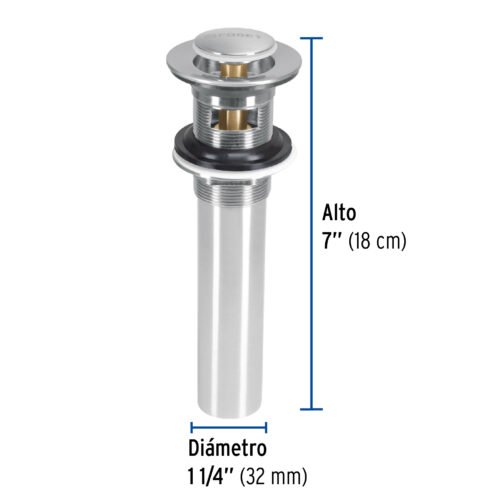 45283 - Contra p/lavabo con rebosadero, sistema push, satín, 1-1/4"