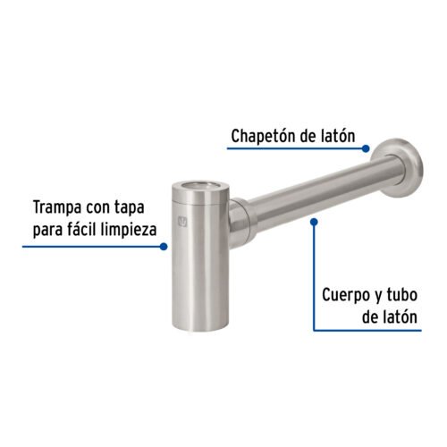 452841 45284 - Céspol de bote minimalista 1 1/4", satín, para lavabo, Foset