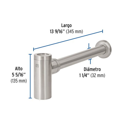 452842 45284 - Céspol de bote minimalista 1 1/4", satín, para lavabo, Foset